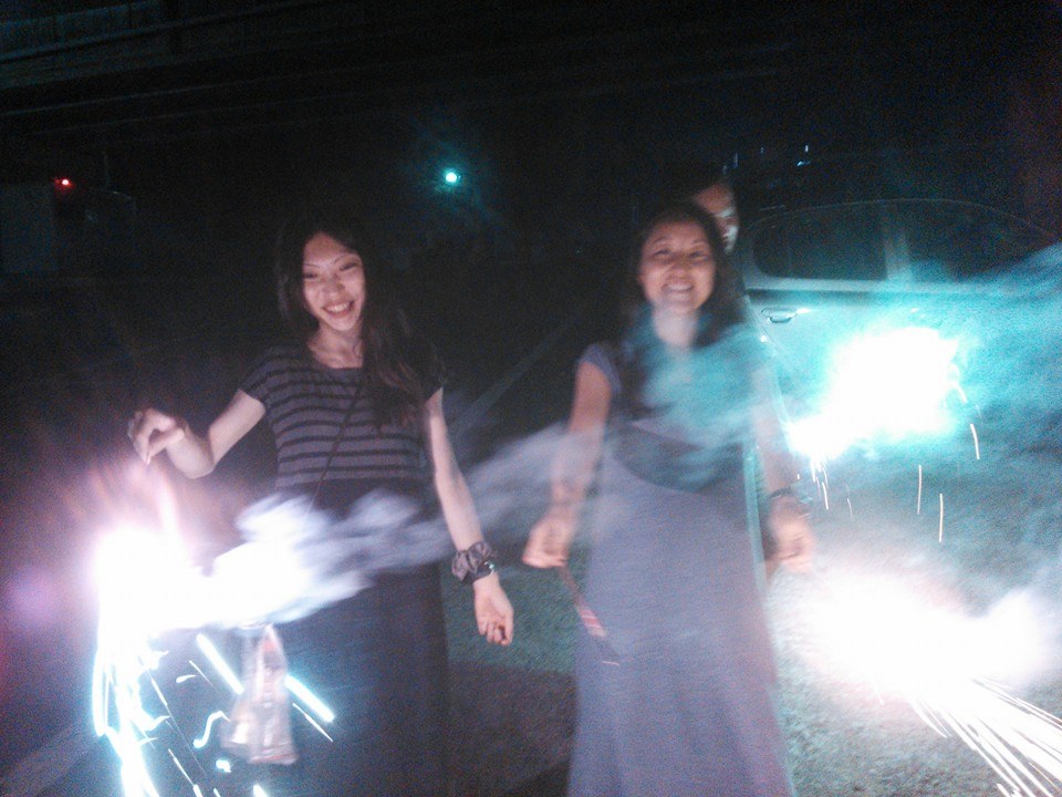 花火して、温泉につかってと夏休み気分を満喫