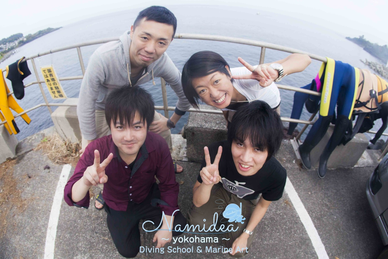 ダイビング後の記念写真