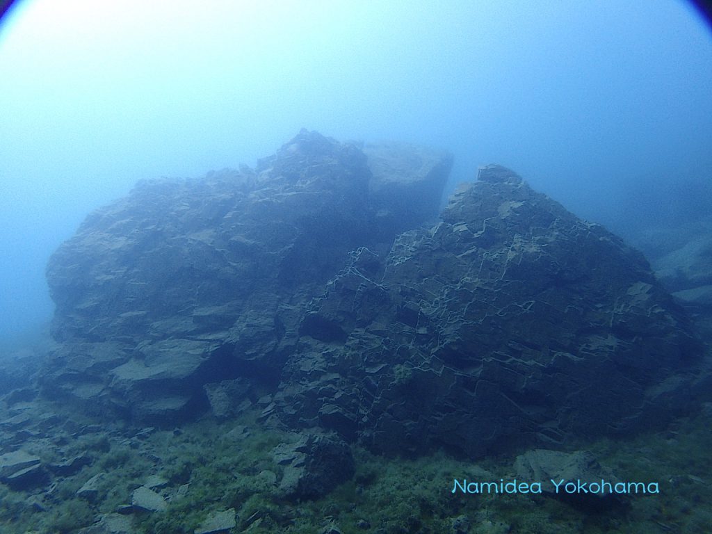 淡水本栖湖ダイビングで見た、溶岩帯