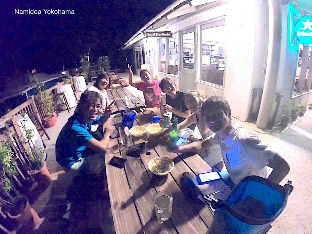 アフターダイブはビアガーデンへ